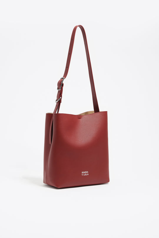 Medium dark red leather Carlino bag