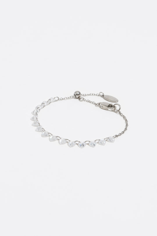 Silver-tone hearts crystals bracelet