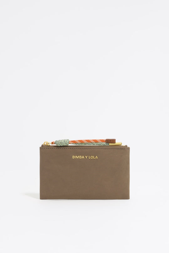 Khaki brown nylon coin purse