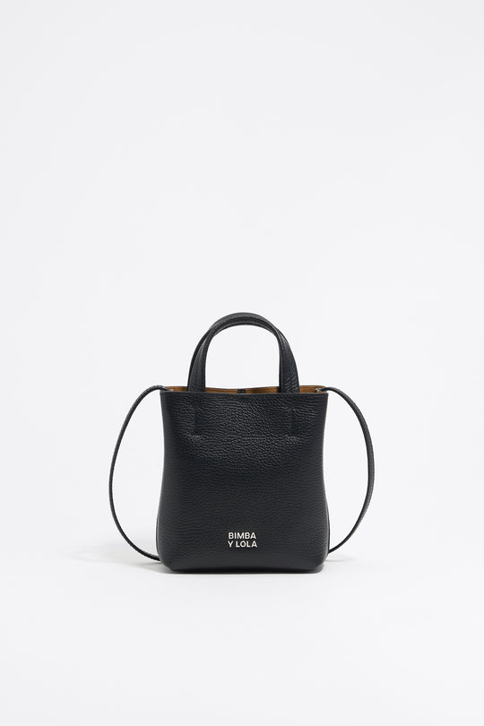 Mini black leather Chihuahua bag