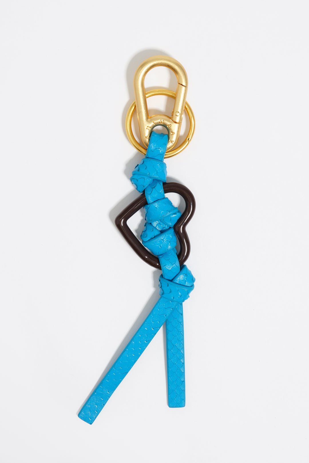 Blue leather heart key ring
