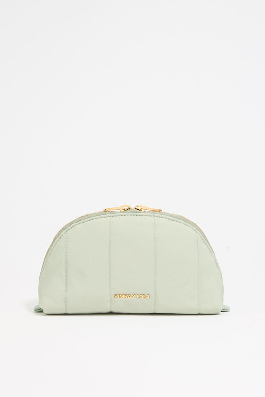 Medium aquamarine nylon half-moon make-up case