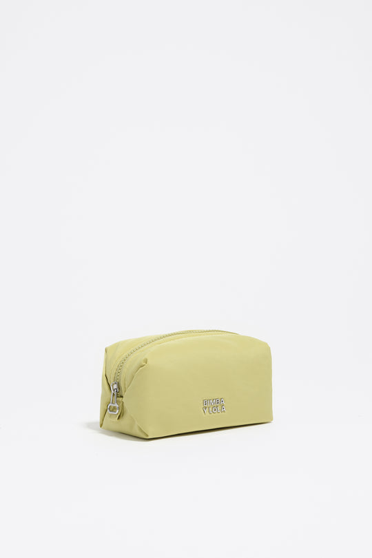 Small pale lime nylon make-up case