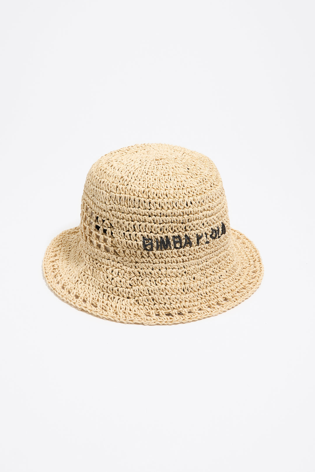 Beige openwork paper raffia hat