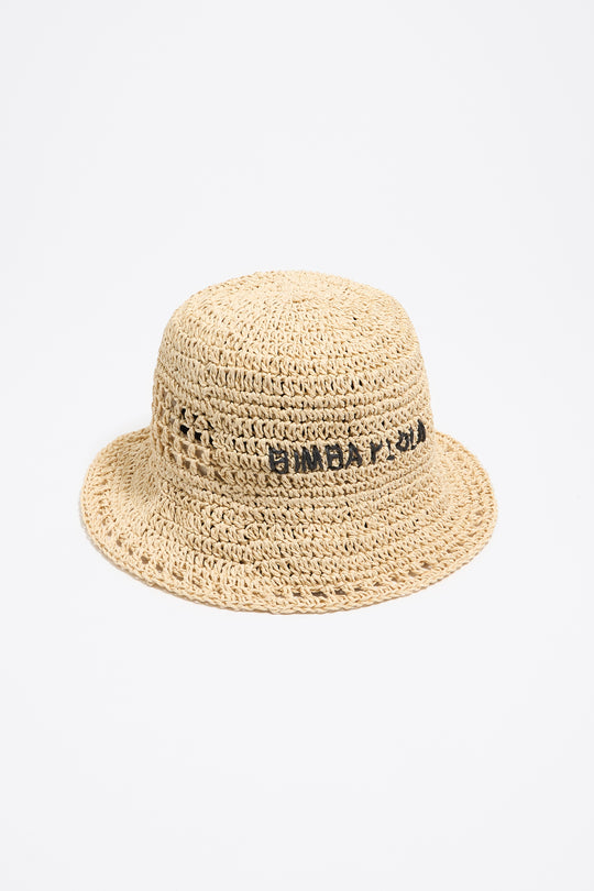 Beige openwork paper raffia hat