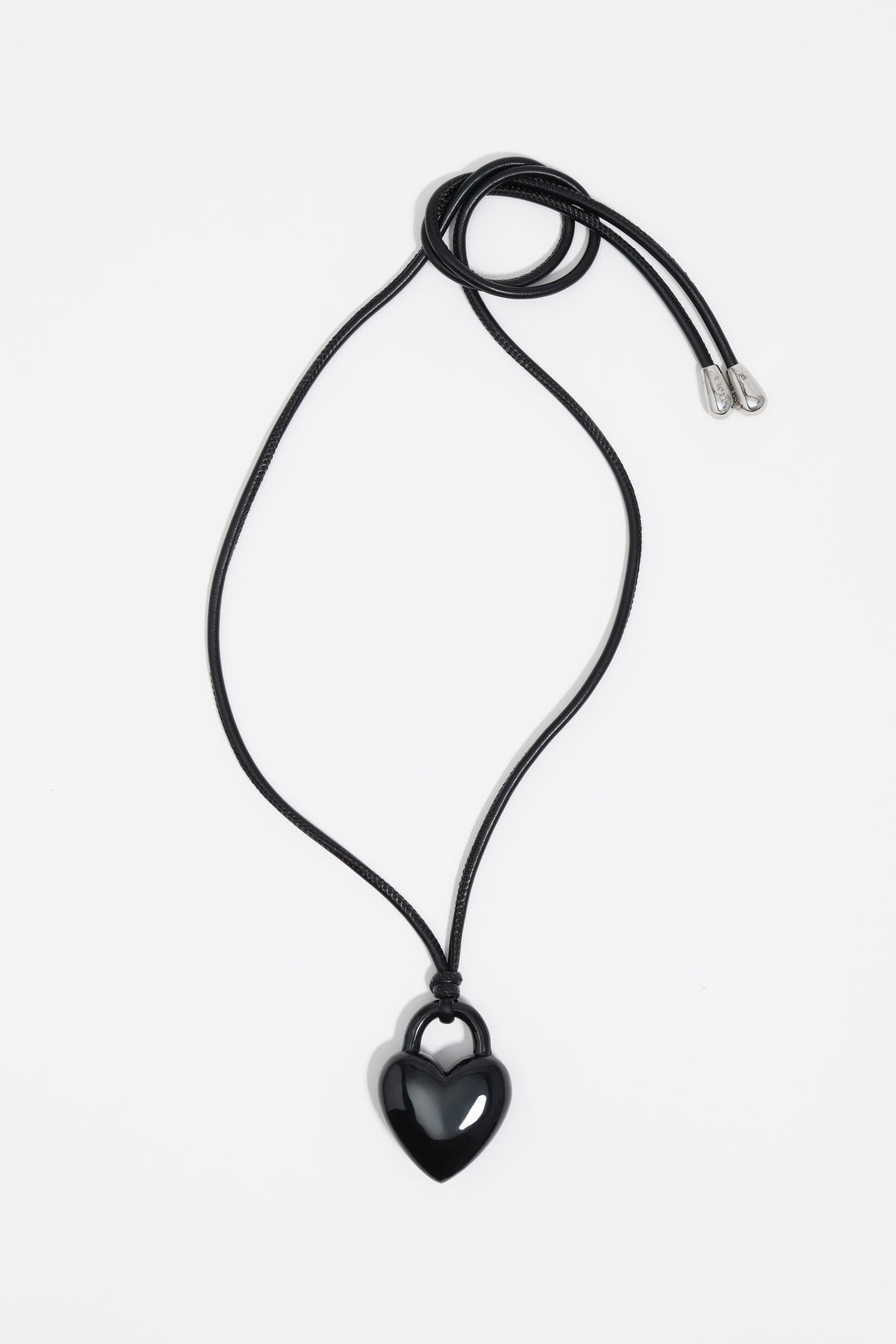 Black padlock heart cord necklace