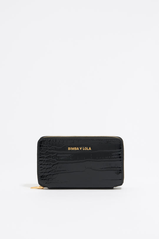 Black mock croc horizontal wallet - MYHOLDAL LEBANON