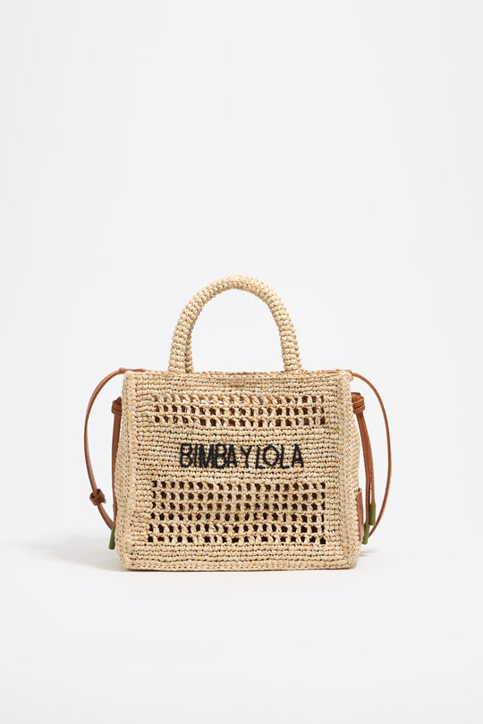 Small natural raffia shopper bag