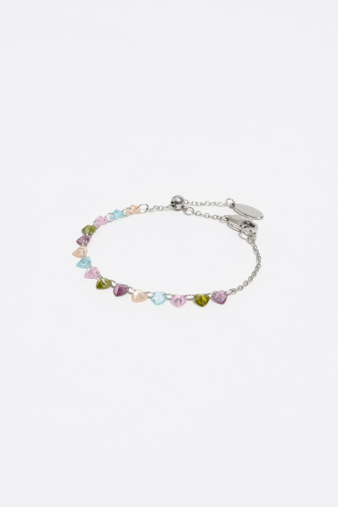 Silver-tone hearts multicolor crystals bracelet - MYHOLDAL LEBANON