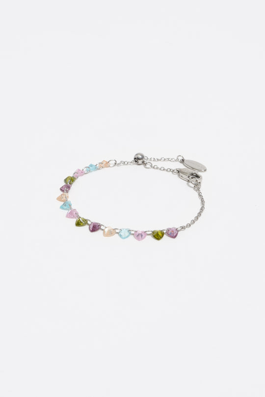 Silver-tone hearts multicolor crystals bracelet - MYHOLDAL LEBANON
