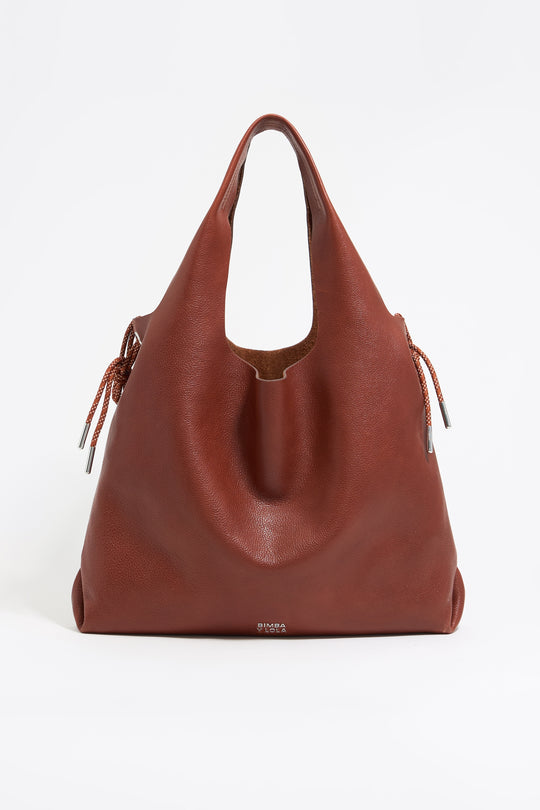 Large chestnut leather Paper bag