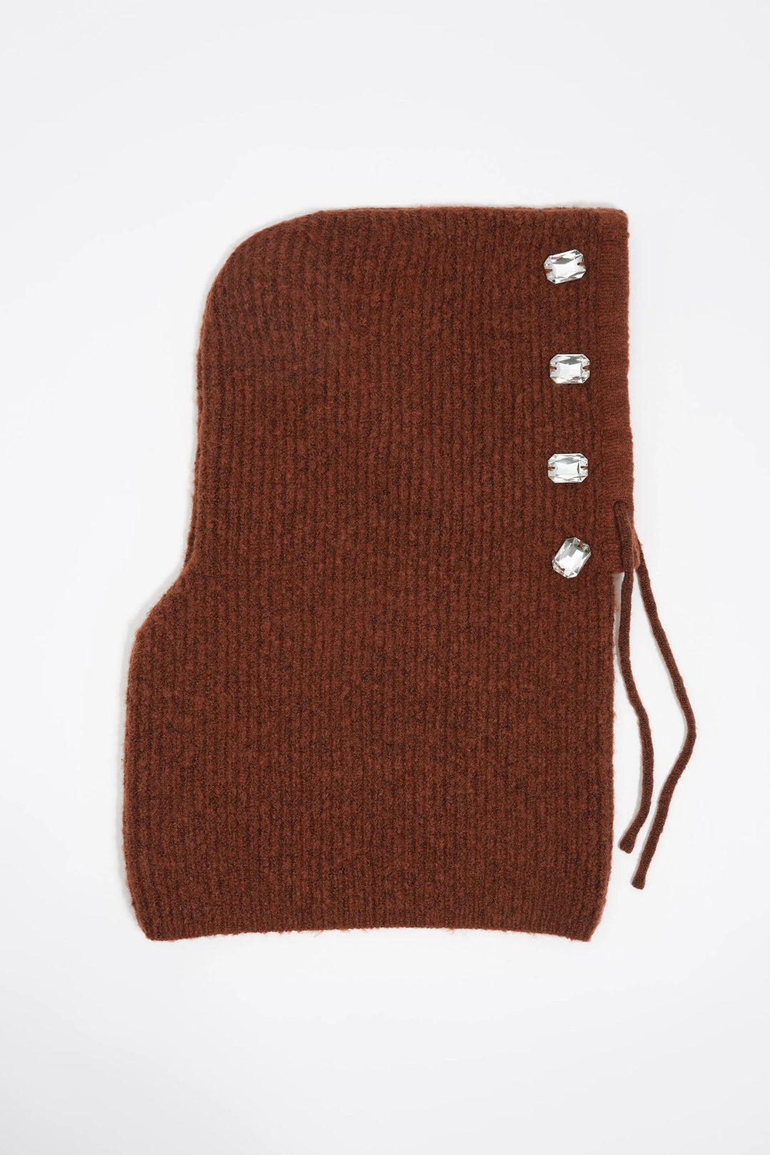 Brown knit crystals balaclava