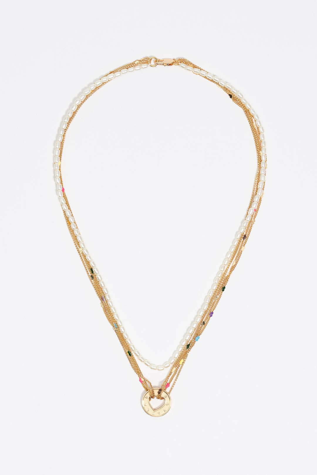 Gold logo multi-chain necklace