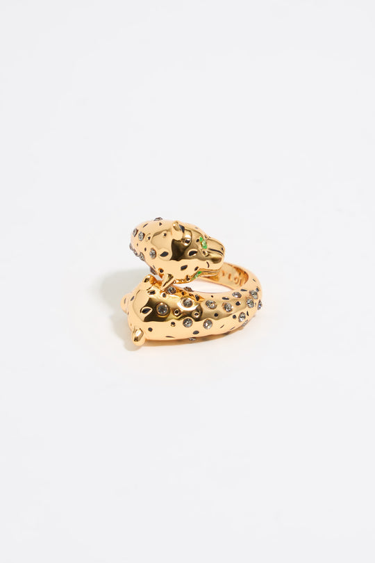 Gold and black panther ring