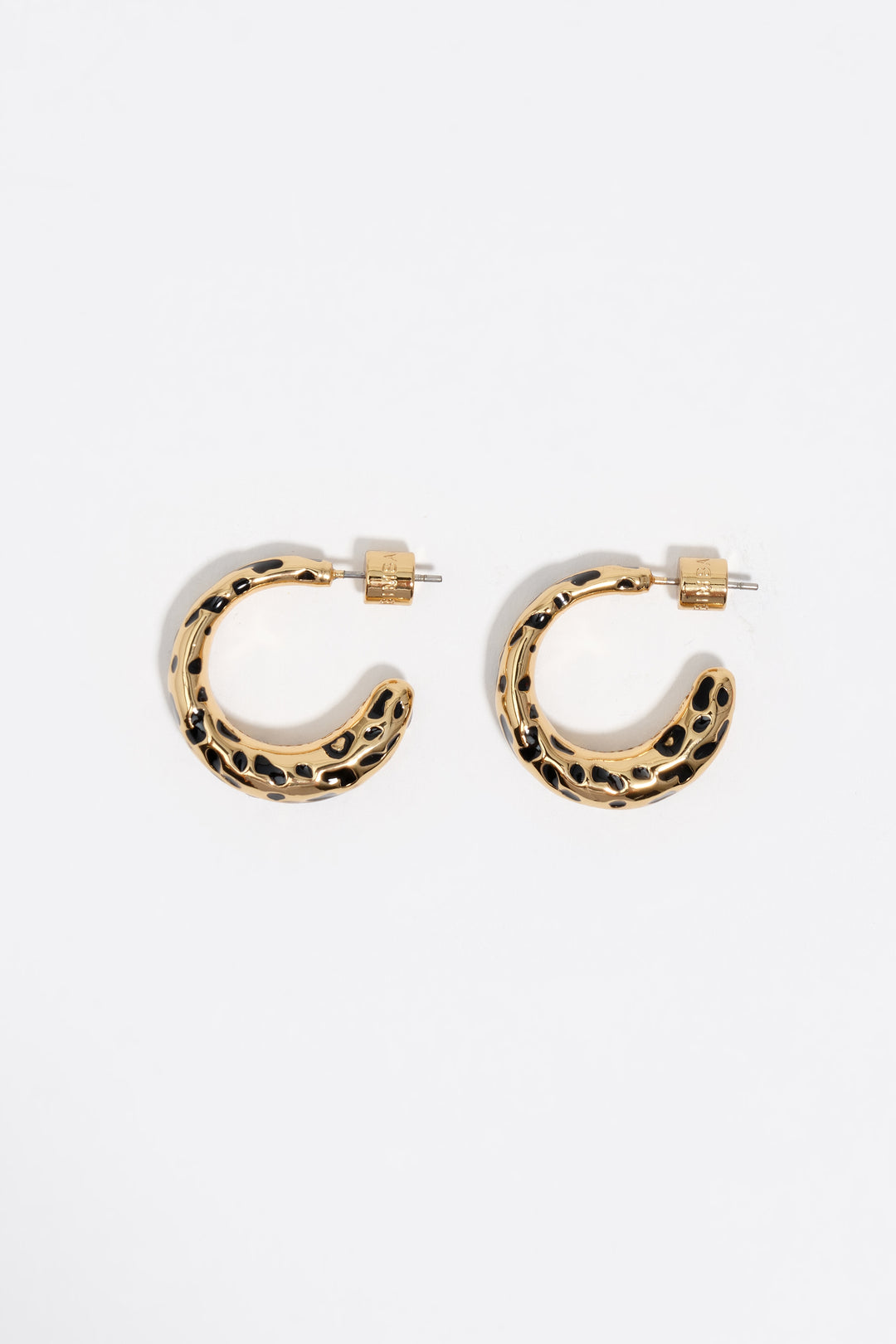 Black animal print hoop earrings