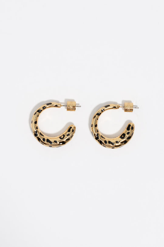 Black animal print hoop earrings