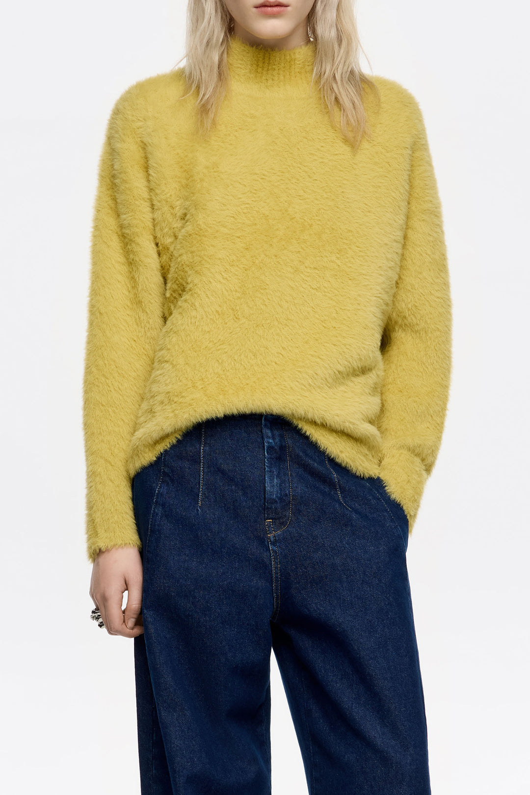 Mustard fur high neck sweater