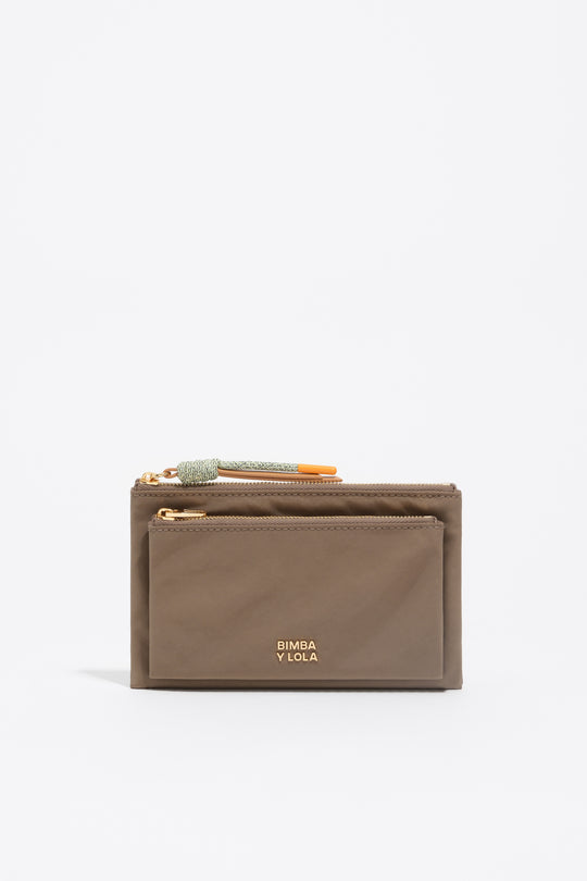 Khaki brown nylon Pocket purse