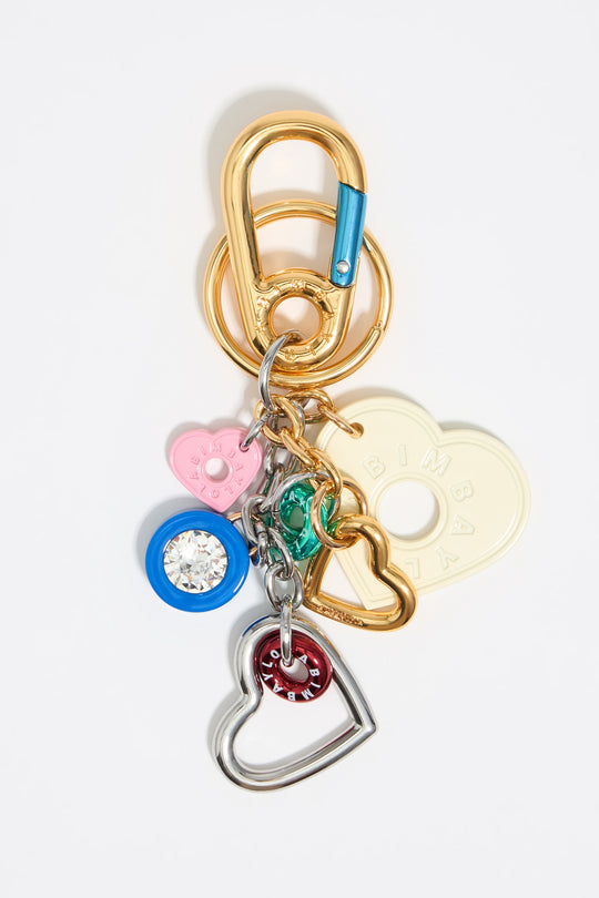 Crystal and hearts key ring