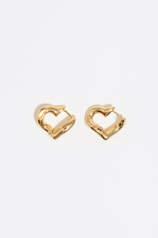 Golden heart hoop earrings