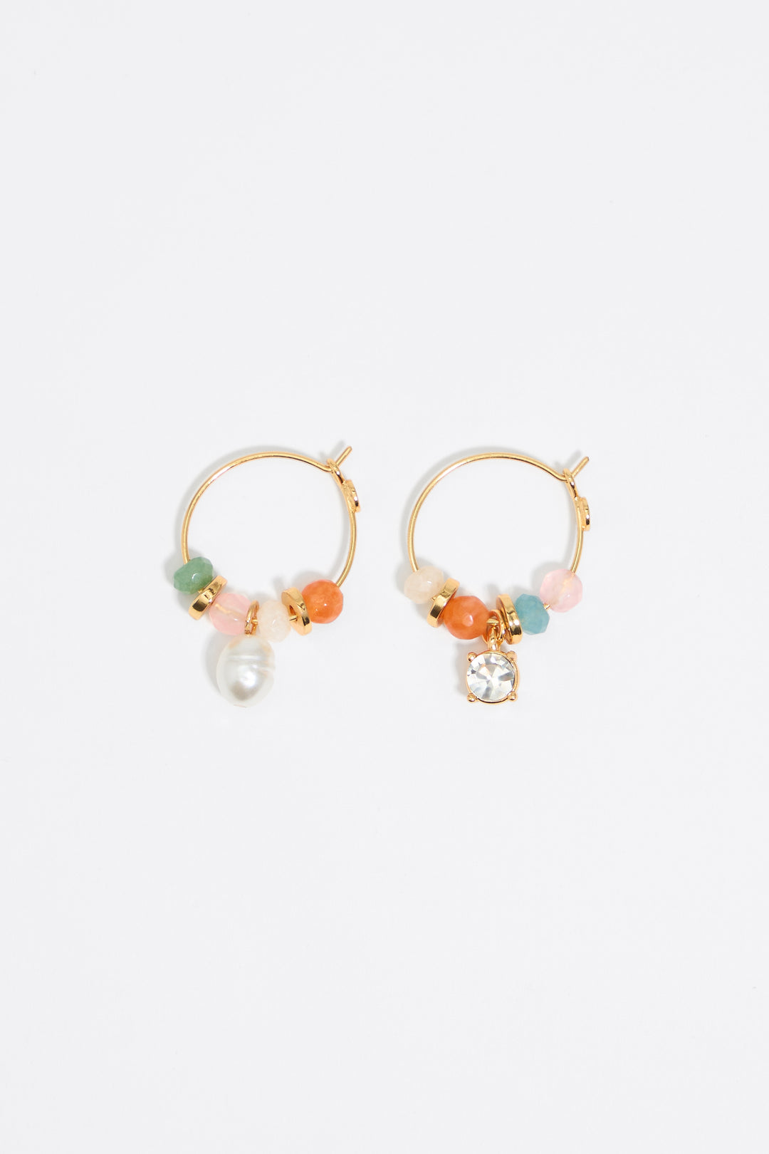 Pink stones hoop earrings