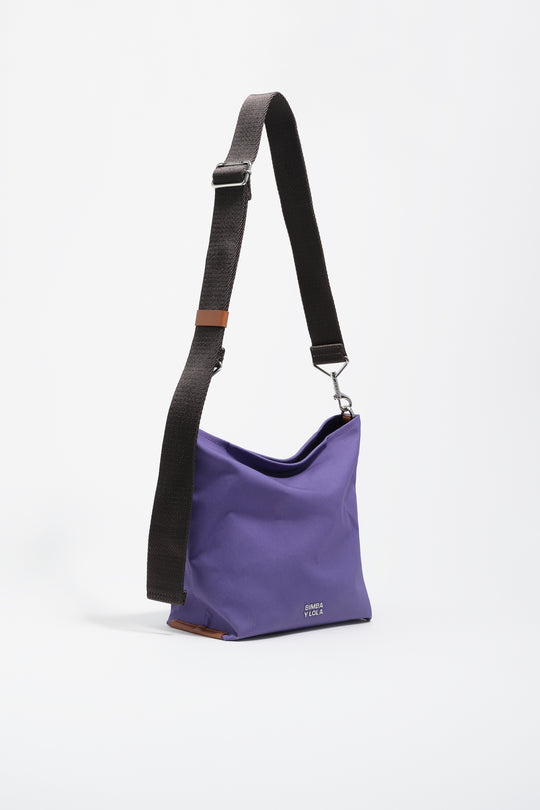 Small purple gabardine Carlino bag