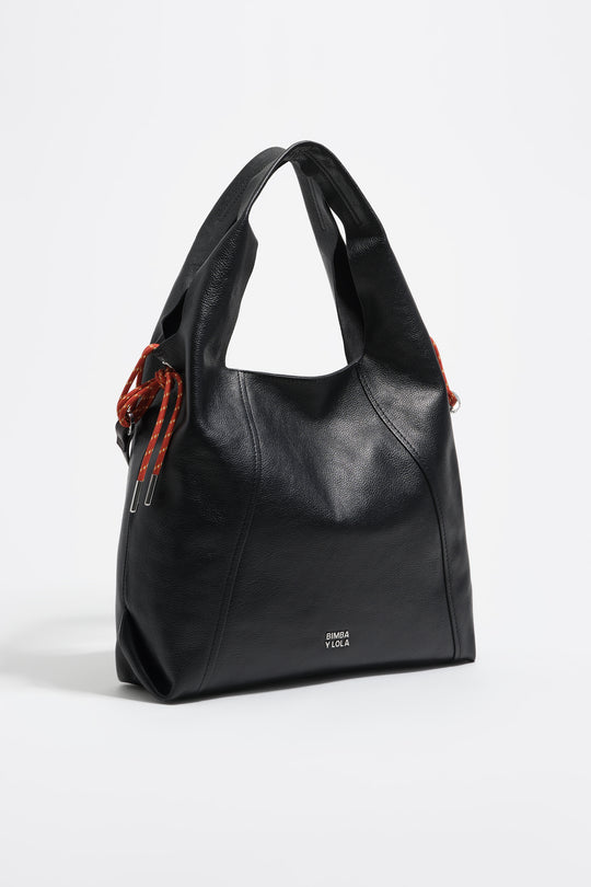 Large black leather Paper bag
