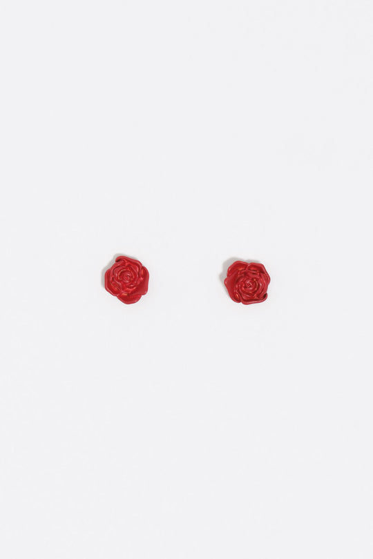 Mini rose red earrings
