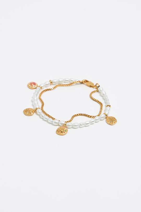 Coin logo pearl bracelet