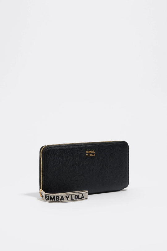 Large black leather horizontal wallet
