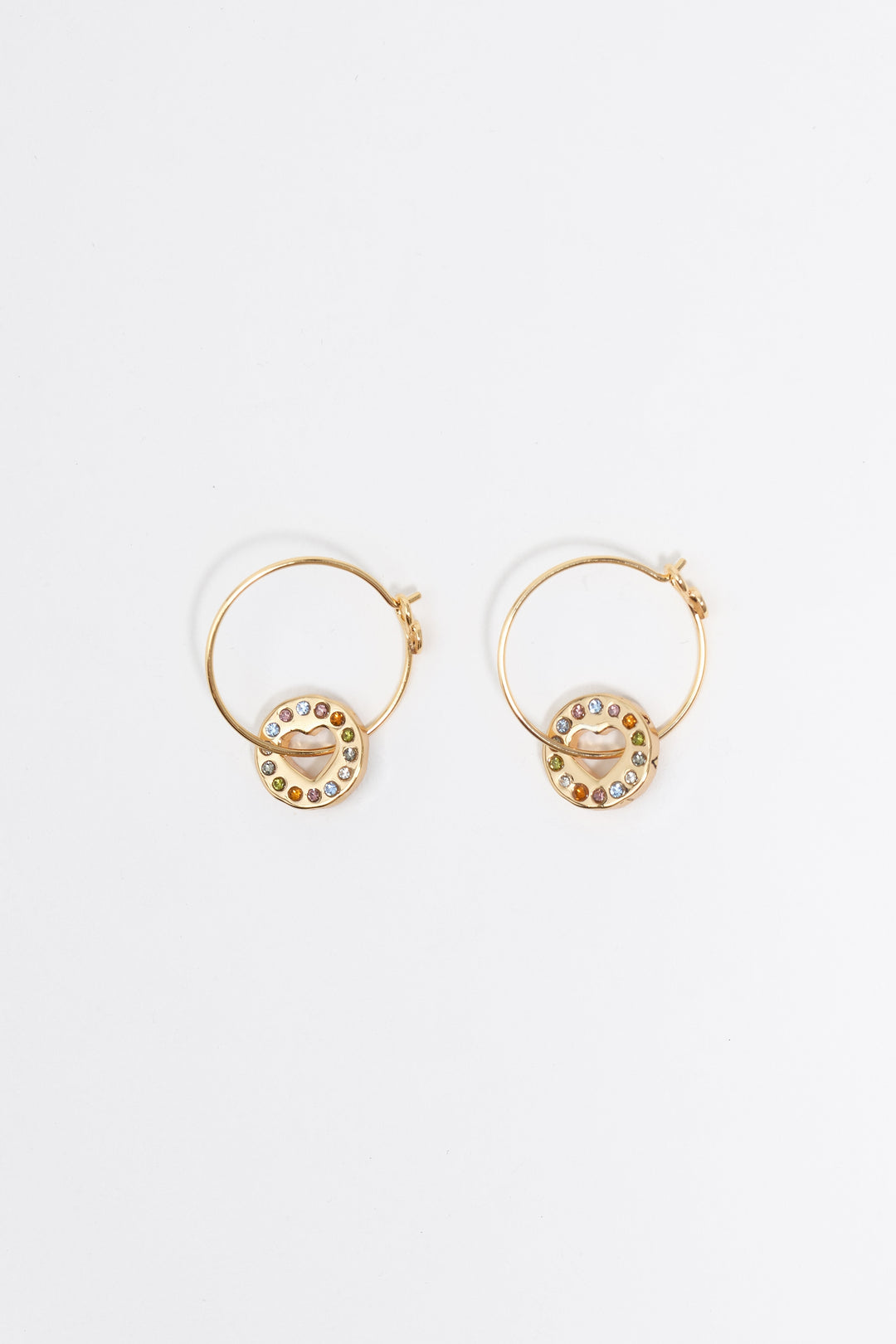Gold crystal logo hoop earrings