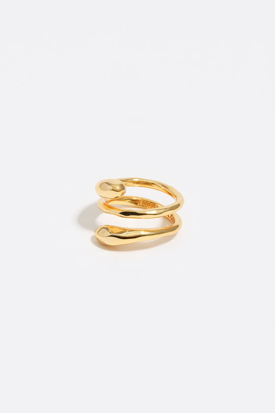 Gold-tone textured spiral ring