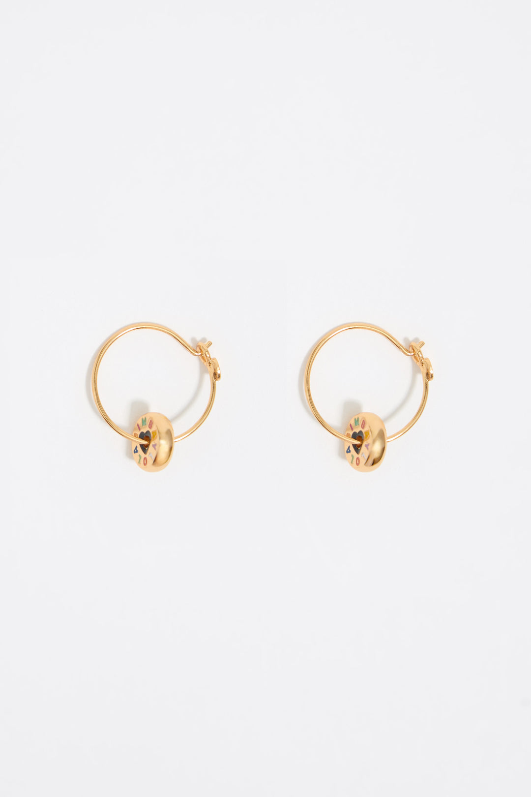 Gold heart logo hoop earrings