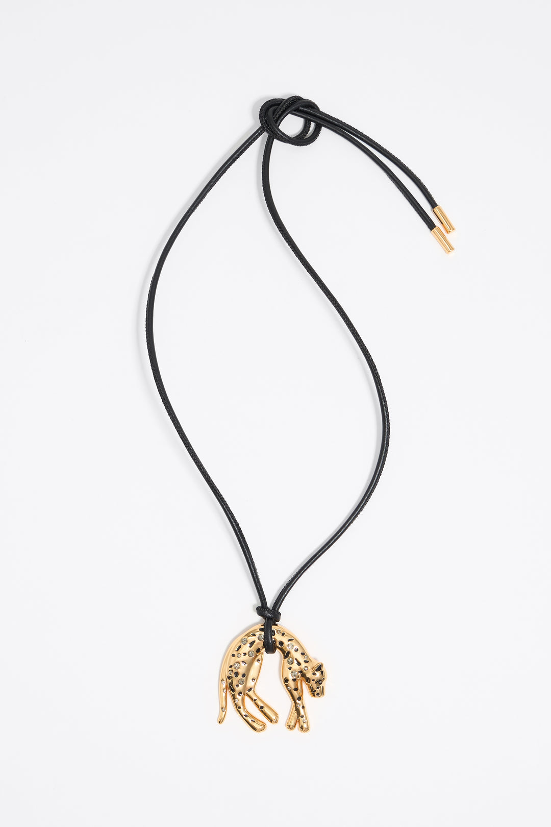 Cord necklace with gold panther