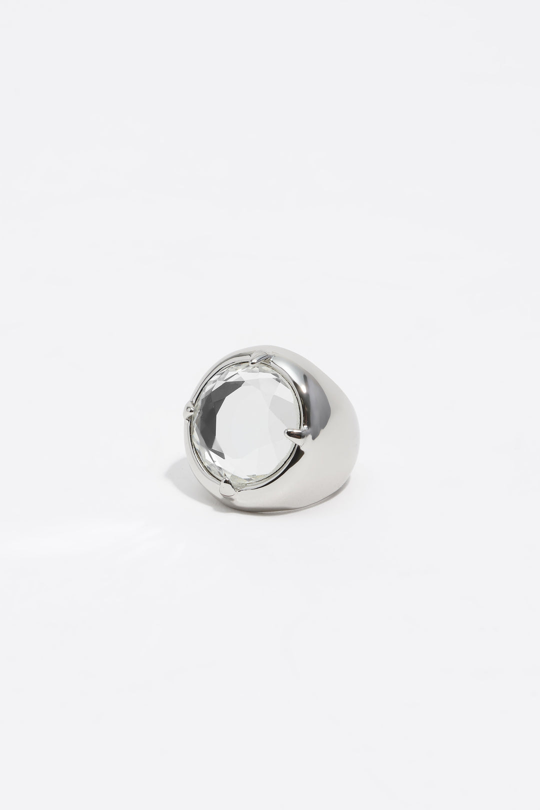 Silver crystal ring