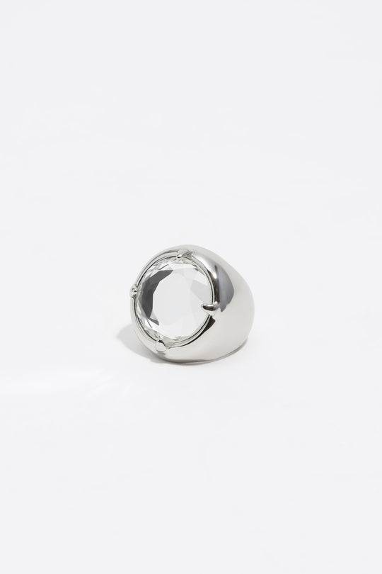 Silver crystal ring