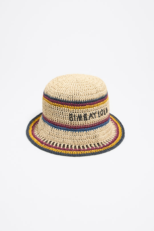 Beige paper raffia hat color strips