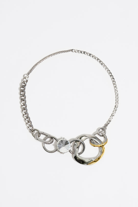 Silver chain and textures necklace