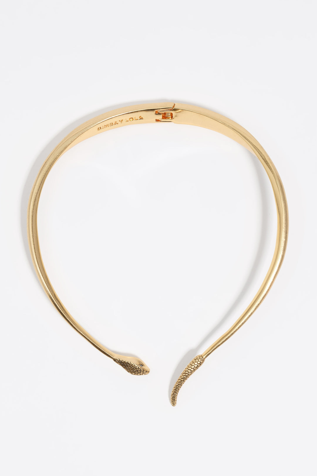Gold rigid textured snake necklace
