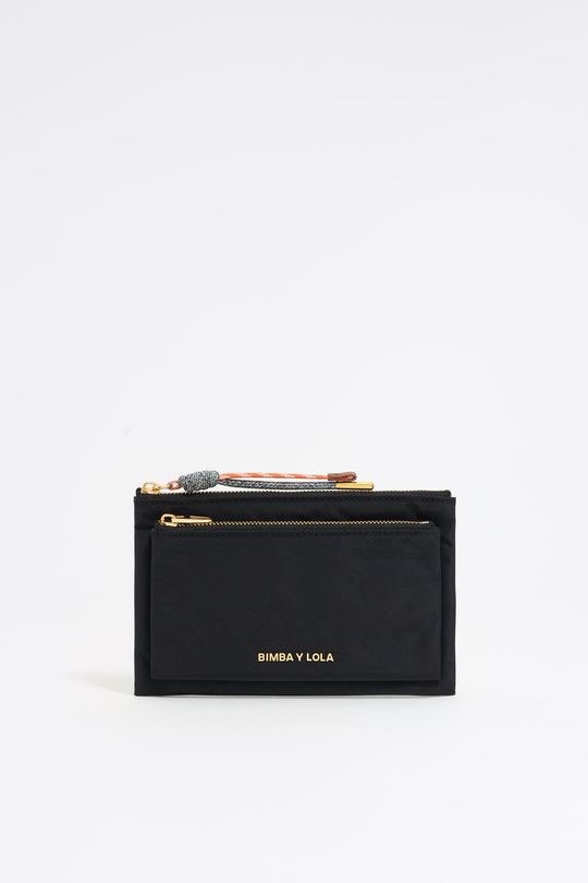Black nylon double purse