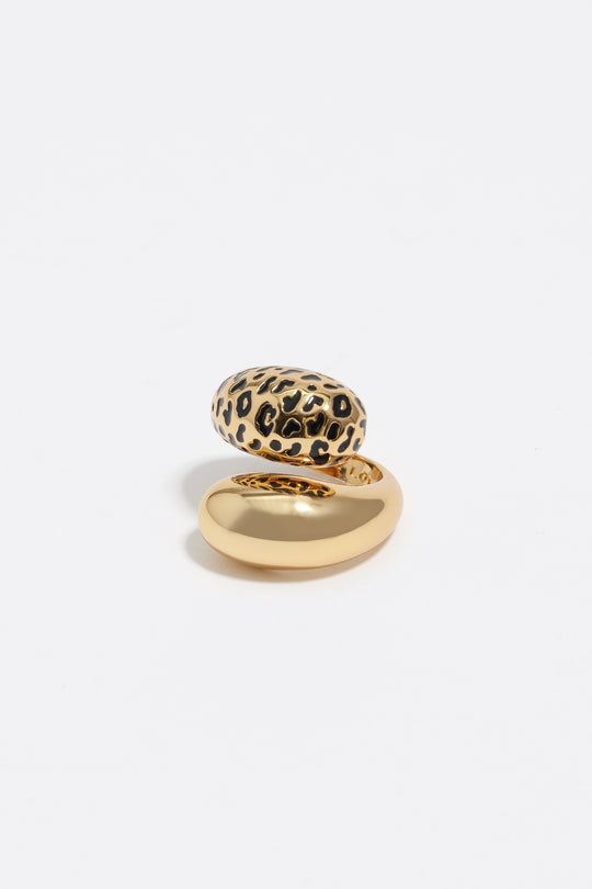 Black animal print ring
