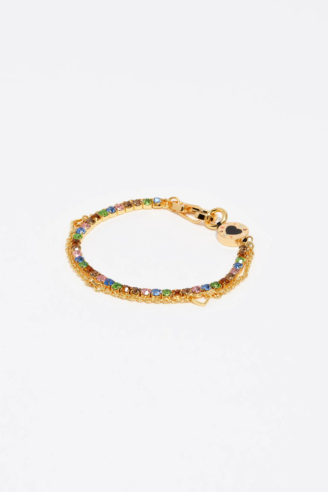 Gold double-chain crystals bracelet