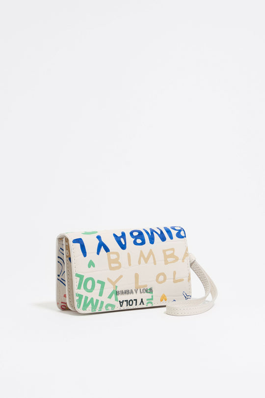 Ivory BIMBA logo print purse with small flap