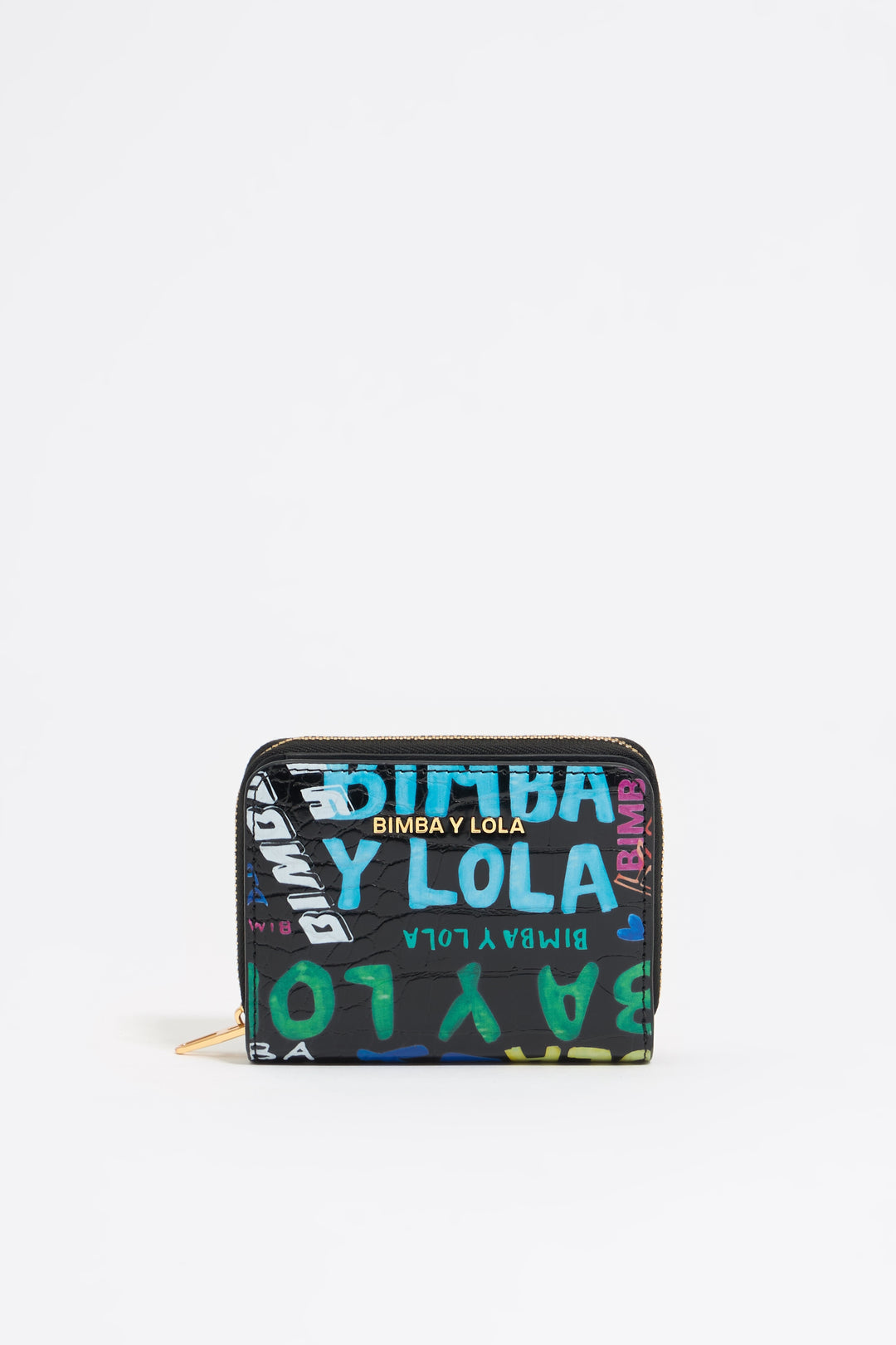 Black mock croc BIMBA logos card holder