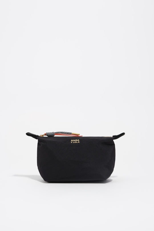 Small black nylon Trapecio make-up case