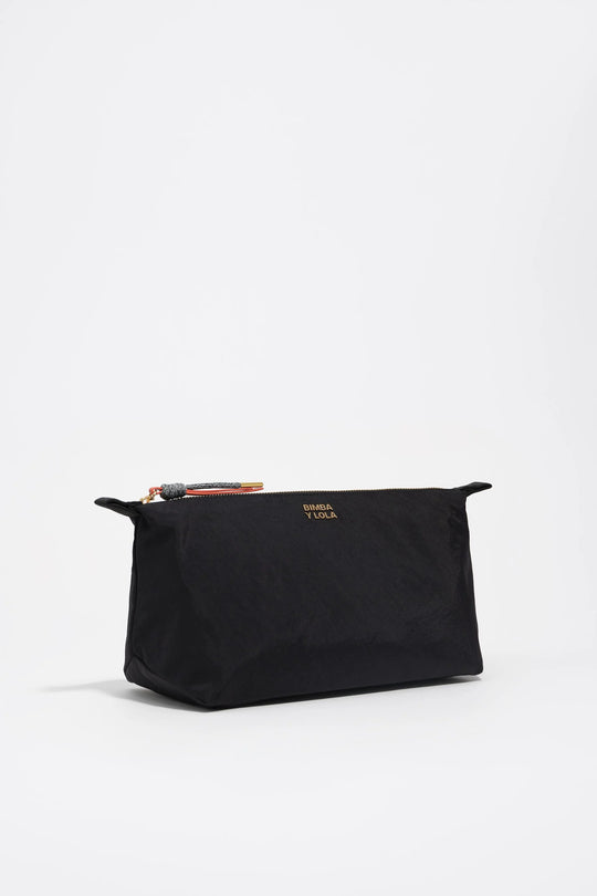 Large black nylon Trapecio make-up case