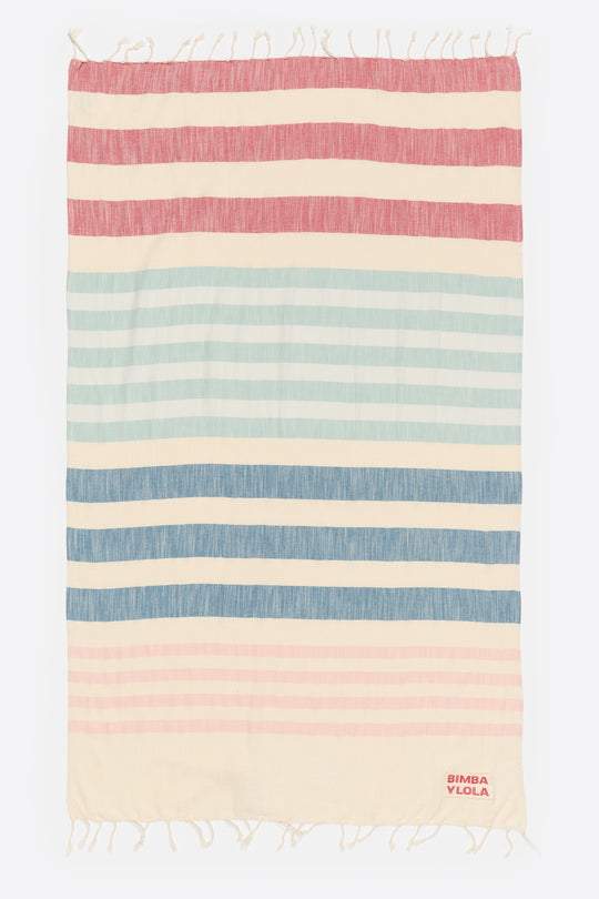 Navy blue cotton multicolor striped towel