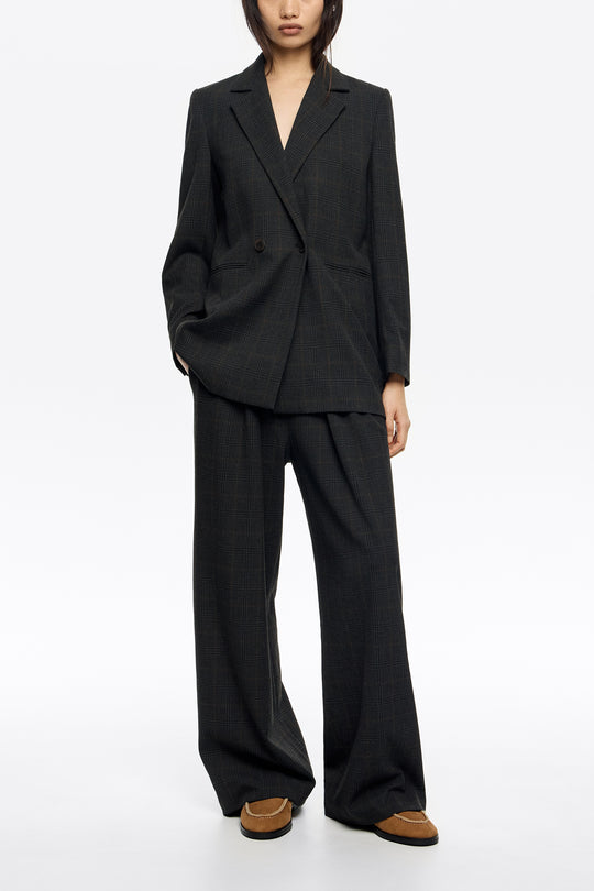Dark gray tailored double-breasted jacket
