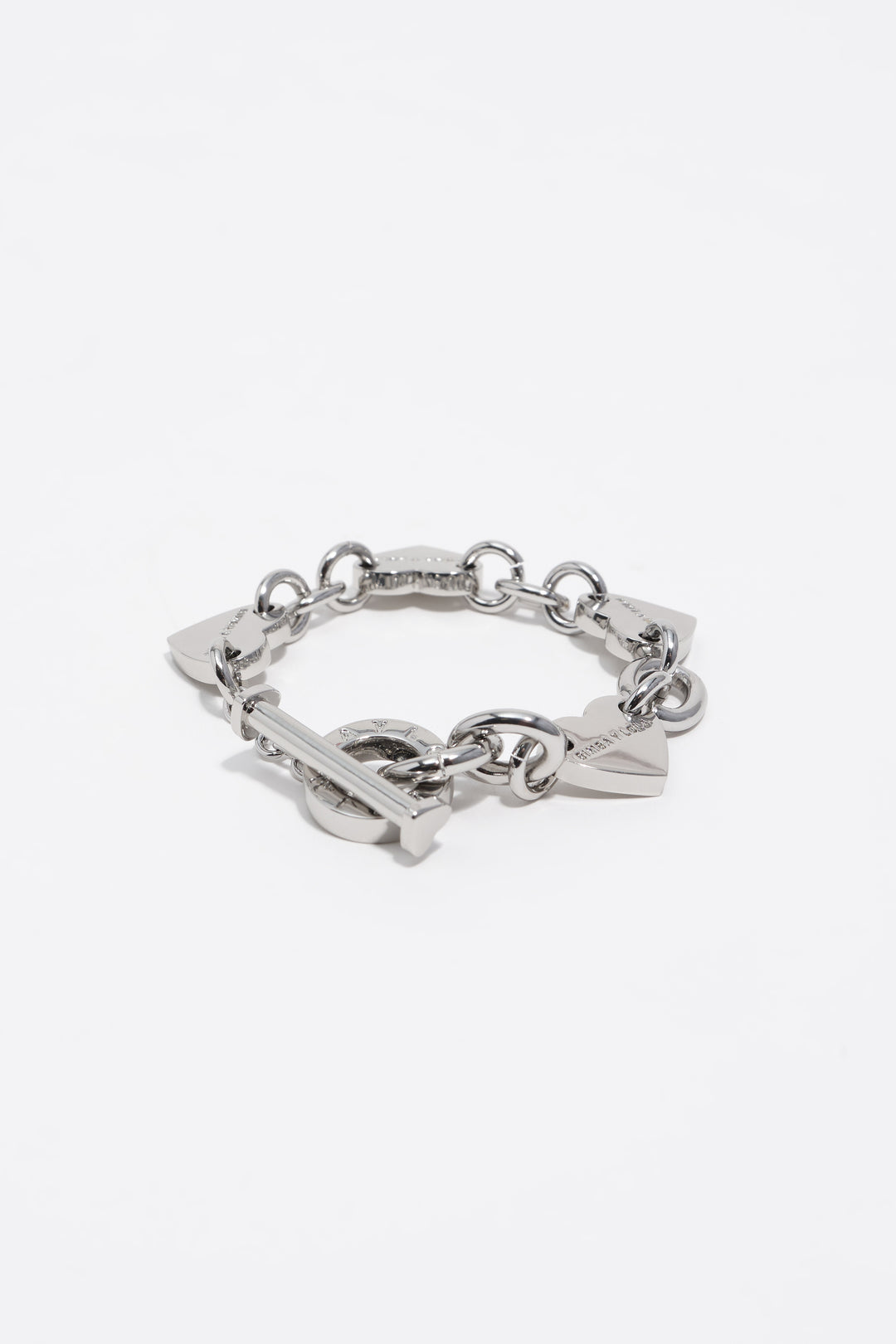 Silver hearts chain bracelet