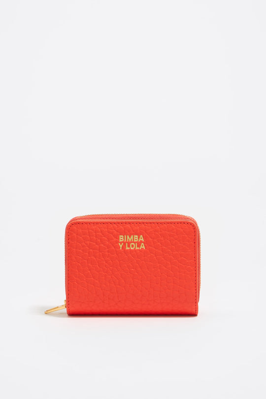 Coral leather flap purse